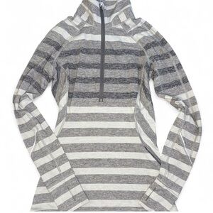 Lululemon Race Your Pace Half Zip Marshmallow Stripe Heathered Size 2